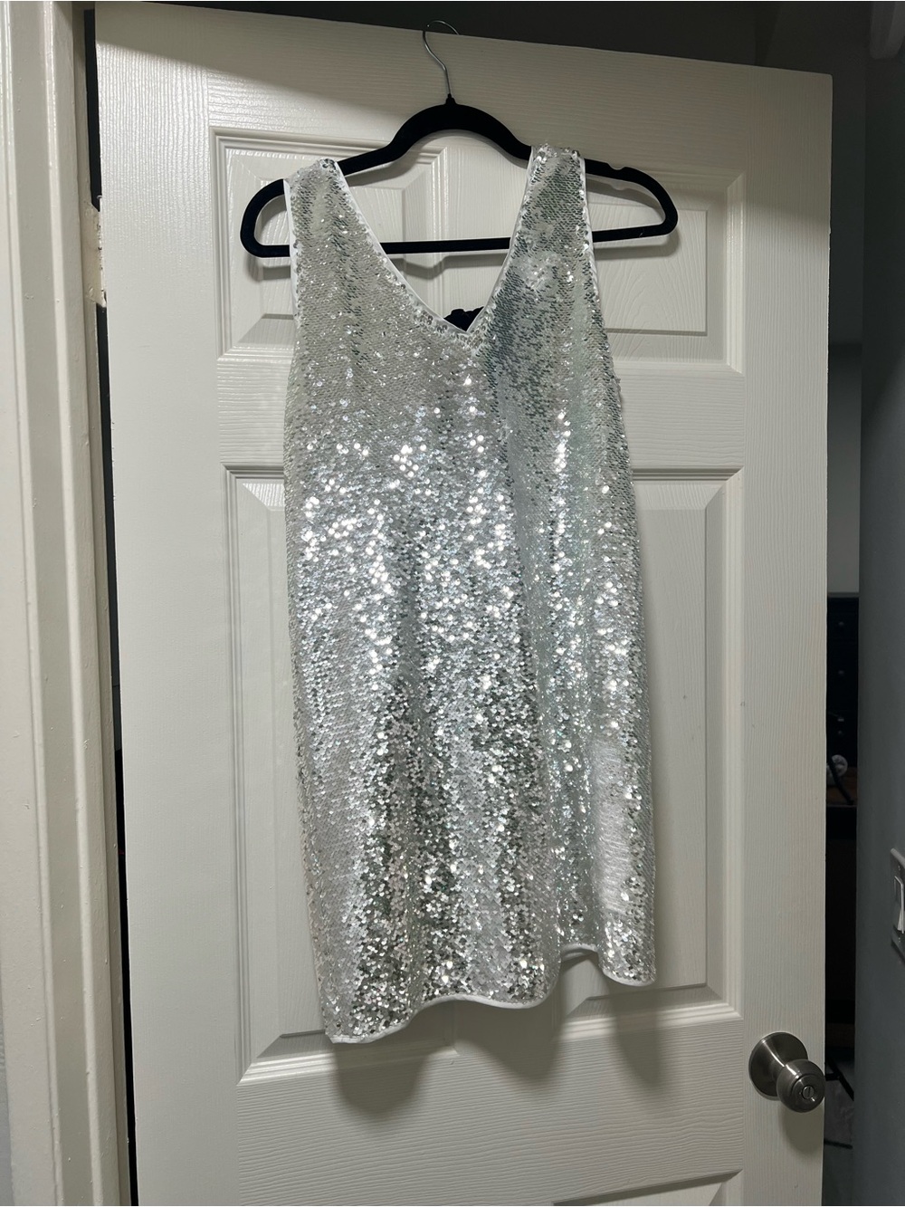 Commense Silver Sequin Mini Dress